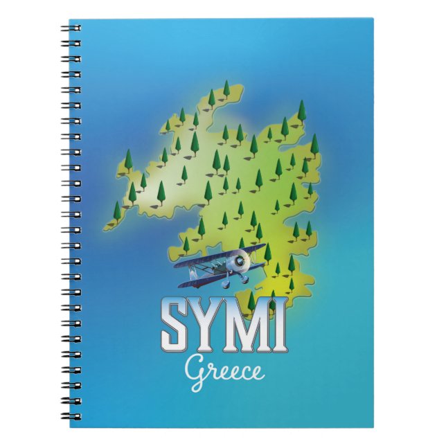 Symi Island Map Greece travel poster. Notebook (Front)