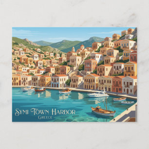 Symi Town Harbour Greece Postcard