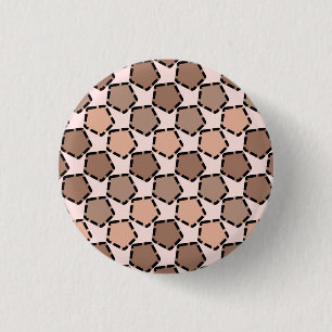 Symmetric Brown Pentagons with Dashed Borders 3 Cm Round Badge
