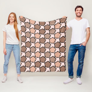 Symmetric Brown Pentagons with Dashed Borders Fleece Blanket