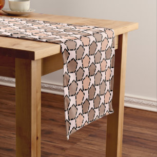 Symmetric Brown Pentagons with Dashed Borders Short Table Runner