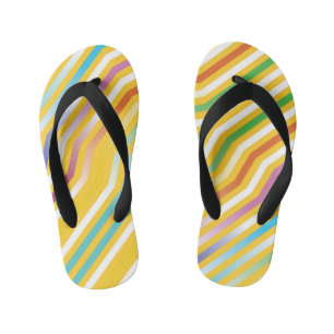 Symmetric diagonal stripes background 3 kid's flip flops