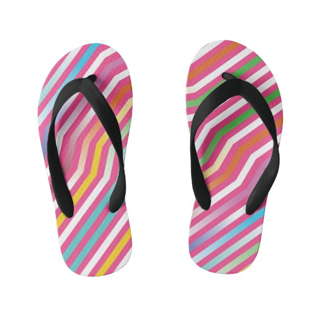 Symmetric diagonal stripes background 4 kid's flip flops (Footbed)