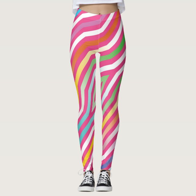 Symmetric diagonal stripes background 4 leggings (Front)