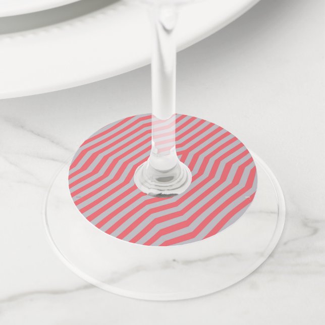 Symmetric diagonal stripes background 5 wine glass tag (Close Up)