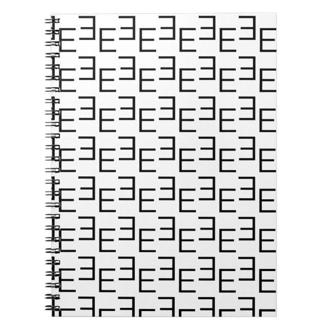 Symmetric E Monogram T-Shirt, Minimalist Geometric Notebook (Front)