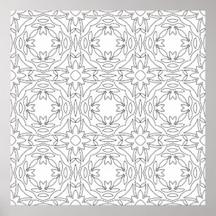 Symmetric Floral Tile Pattern Interlocking Motifs Poster