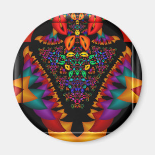 Symmetric fractal image in 3d glass frame magnet