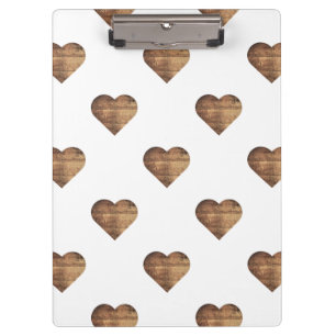 Symmetric Large Rustic Brown Wooden Hearts Clipboard