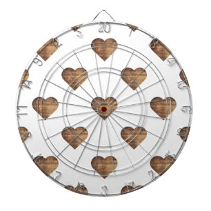 Symmetric Large Rustic Brown Wooden Hearts Dartboard