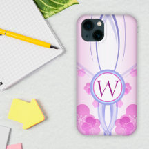 Symmetric pink cherry blossoms custom monogram