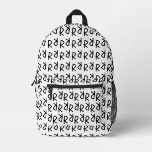 Symmetric R Line Art T-Shirt, Minimalist Doodle Ab Printed Backpack