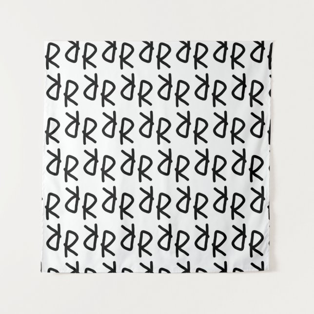 Symmetric R Line Art T-Shirt, Minimalist Doodle Ab Tapestry (Front)