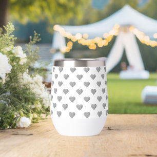 Symmetric Small Concrete Grey Hearts on White