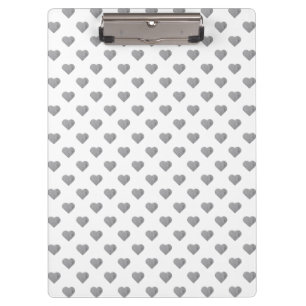 Symmetric Small Concrete Grey Hearts on White Clipboard