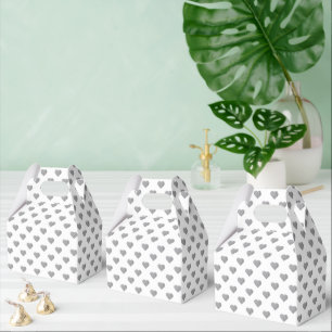 Symmetric Small Concrete Grey Hearts on White  Favour Box