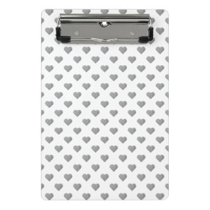 Symmetric Small Concrete Grey Hearts on White  Mini Clipboard