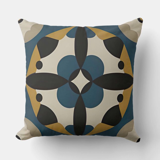 Symmetrical Abstract Art with Bold Geometric Cushion (Front)