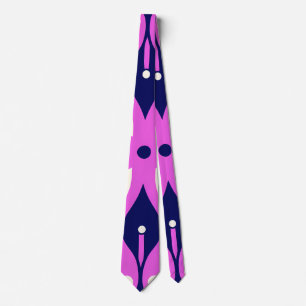 Symmetrical Abstract Pattern in Purple and White Tie