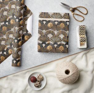Symmetrical Art Deco Tile with Geometric Patterns Wrapping Paper