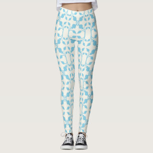 Symmetrical Blue Floral Leggings