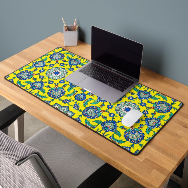 Symmetrical Blue Green Traditional Decor Iznik Desk Mat (Office 2)