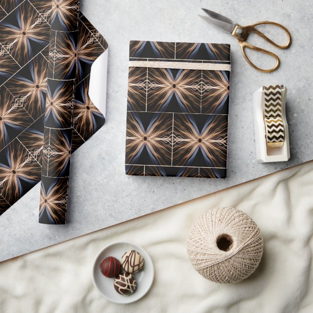 Symmetrical Burst of Light On Black Wrapping Paper (Crafts)