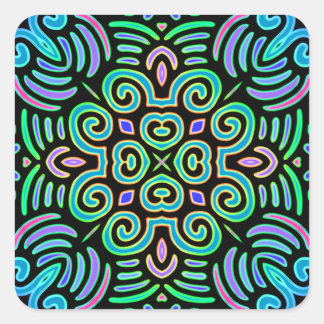 symmetrical design in cool colours square sticker