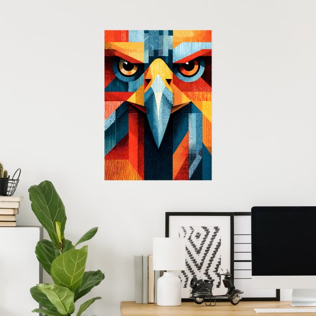 Symmetrical Geometric Eagle Abstract Pop Art Poste Poster (Home Office)