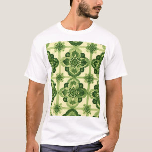 Symmetrical Green Floral Botanical Elegance T-Shirt