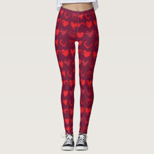 Symmetrical Grunge Hearts Leggings