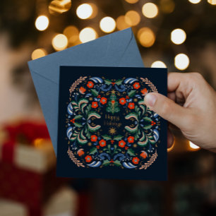 Symmetrical Holiday Floral Pattern with Warm