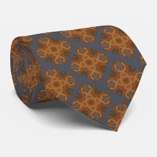 Symmetrical Line Drawing With Earth Tone Colors Tie