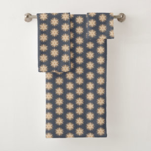 Symmetrical Line Drawing With Earthy Brown Colours Bath Towel Set