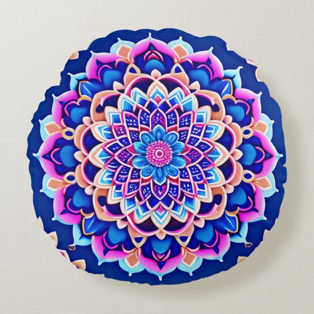 Symmetrical Mandala Pillow Cover  Boho Style Decor (Front)