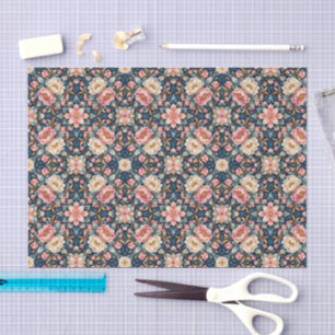 Symmetrical Modern Floral Kaleidoscope Tissue Paper