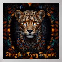 Symmetrical Mosaic Cheetah Stained Glass Art