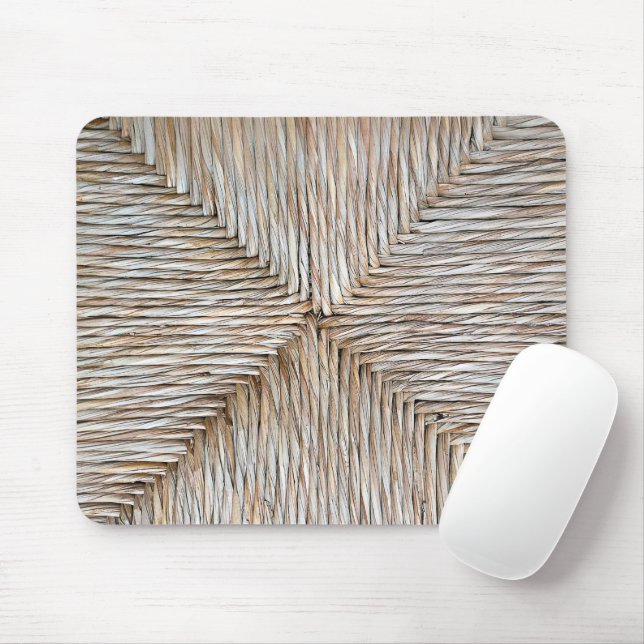 Symmetrical Natural Fibre Weave Pattern Mouse Mat (With Mouse)