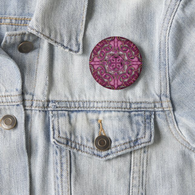 Symmetrical pattern (azulejos like) 6 cm round badge (In Situ)