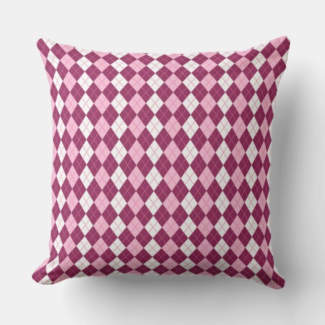 Symmetrical Pink and White Argyle Design Cushion (Front)