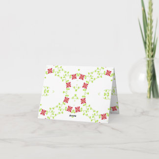 Symmetrical Red Flower and Green Vine design  Thank You Card