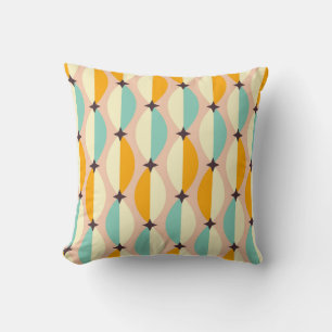 Symmetrical retro pattern with interlocking teal cushion