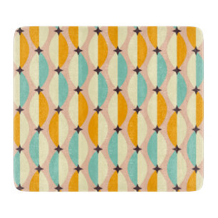 Symmetrical retro pattern with interlocking teal cutting board