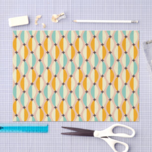 Symmetrical retro pattern with interlocking teal tissue paper
