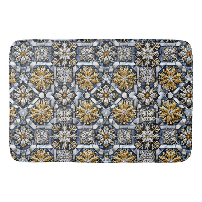 Symmetrical snowflake pattern bath mat (Front)