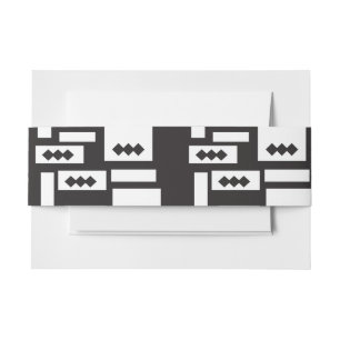 Symmetrical white geometric design with crisp, cle invitation belly band