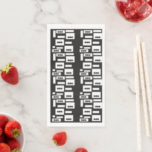 Symmetrical white geometric design with crisp, cle napkin