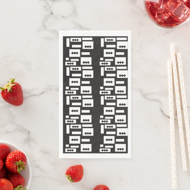 Symmetrical white geometric design with crisp, cle napkin (Insitu)