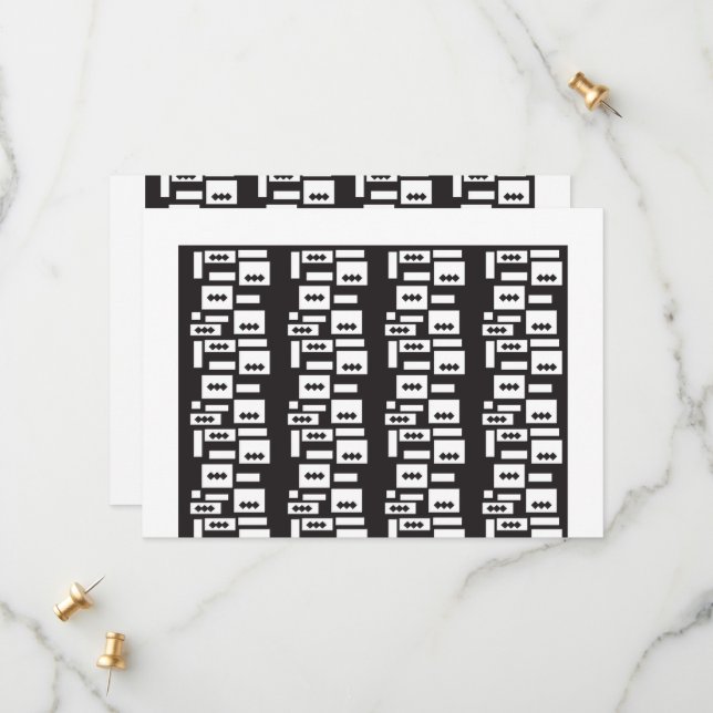 Symmetrical white geometric design with crisp, cle save the date (Front/Back In Situ)