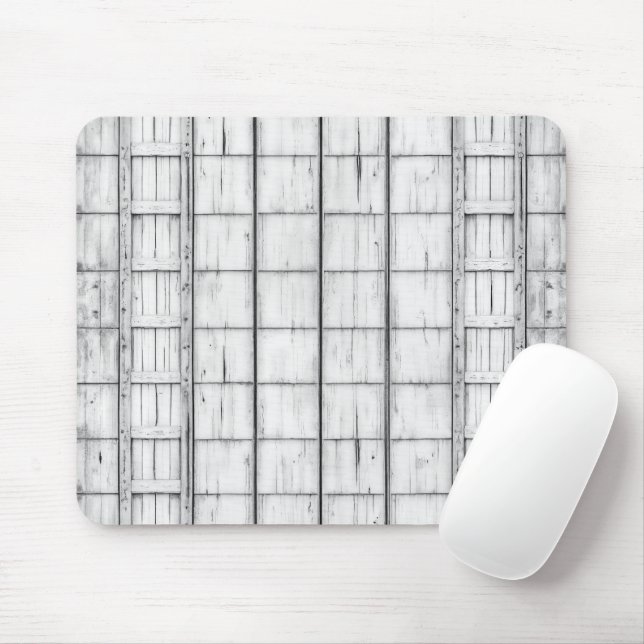 Symmetrical Whitewashed Wood Pattern Mouse Mat (With Mouse)